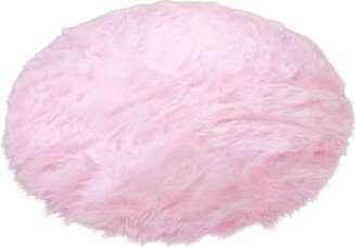 Faux Fur Super Soft Rug With Non-slip Backing 5' Round Pink