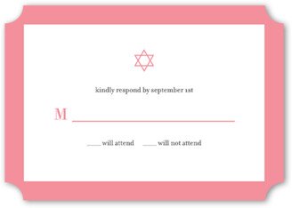 Bar/Bat Mitzvah Response Cards: Classic Color Frame Bat Mitzvah Response Card, White, Pearl Shimmer Cardstock, Ticket