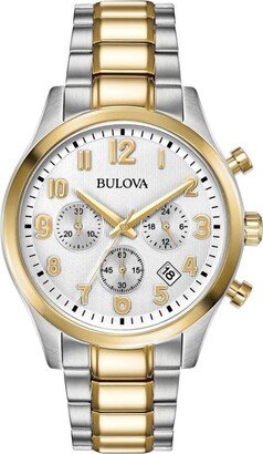 Classic 98B330 Two Tone Bracelet Chronograph Watch, 41mm