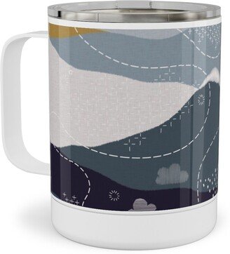 Travel Mugs: Ever Blue Mountains - Multi Stainless Steel Mug, 10Oz, Blue