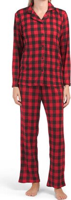 TJMAXX Holiday Buffalo Plaid Notch Pj Set For Women