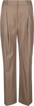 Solo Light Flannel Twill Wide-Leg Trousers-AA