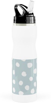 Photo Water Bottles: Soft Painted Dots Stainless Steel Water Bottle With Straw, 25Oz, With Straw, Blue