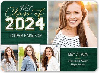 Graduation Announcements: Simple Squares Class Graduation Announcement, Green, 6X8, Pearl Shimmer Cardstock, Rounded