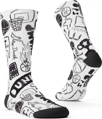 Socks: Basketball - Black And White Custom Socks, White