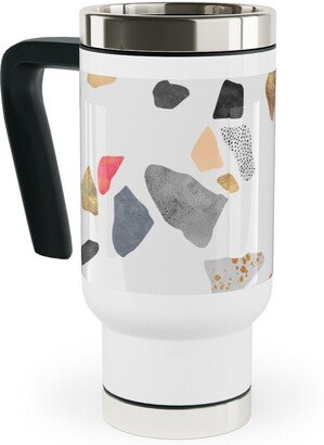 Travel Mugs: Terrazzo Treasure - Multi Travel Mug With Handle, 17Oz, Multicolor