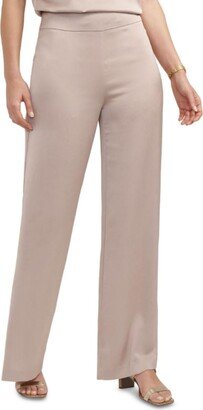 Petites Womens Satin Wide Leg Dress Pants