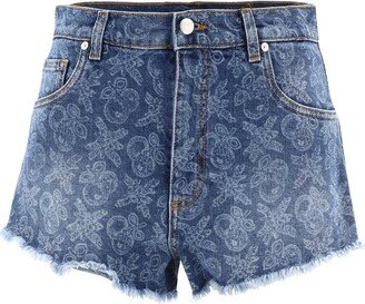 Logo Patch High-Rise Denim Shorts