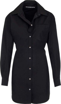 Fitted Buttoned Mini Shirt Dress