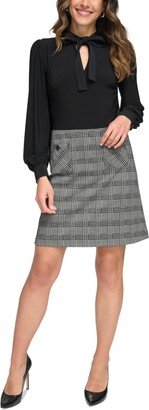 Petite Plaid Knit A-Line Dress