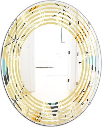 Designart 'Retro Abstract Design II' Printed Modern Round or Oval Wall Mirror - Wave