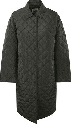 Padded Diamond-Quilted Cocoon Coat