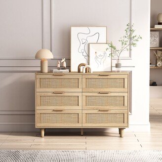 6-Drawers Rattan Storage Dresser