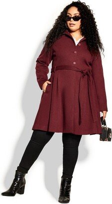 Women's Plus Size Blushing Belle Coat - port - 14W