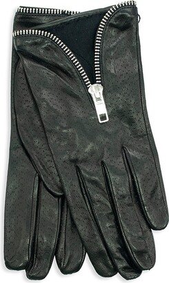 Silk-Lined Perforated Leather Gloves