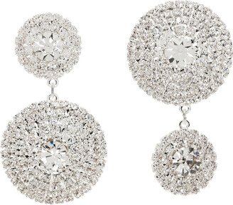 Silver Crystal Disc Earrings