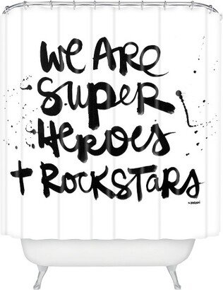 Superheroes Shower Curtain White/Black