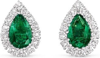 House of Meraki 18kt yellow gold Florence emerald and diamond stud earrings