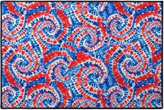 Door Mats: Tie Dye - Blue, Red And White Door Mat, Multicolor