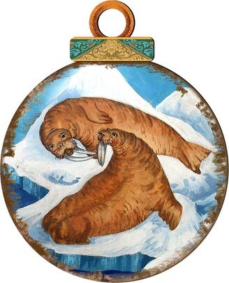 Sea Lions Ball Wooden Ornaments, Set of 2