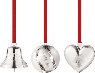 Palladium-Plated 2023 Tree Decorations (Set Of 3)