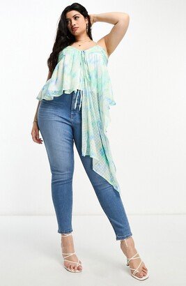 Curve Tie Dye Asymmetric Hem Clipped Chiffon Camisole