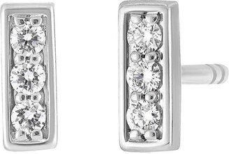 Florentine 18K White Gold Pave Diamond Bar Stud Earrings - 0.54 ctw