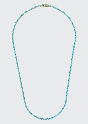 18k Turquoise 3-Prong Tennis Necklace