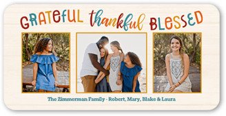 Thanksgiving Cards: Thankful And Blessed Fall Photo Card, White, 4X8, Signature Smooth Cardstock, Rounded