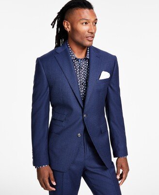 Tayion Collection Men's Classic-Fit Stretch Navy Houndstooth Suit Separates Jacket