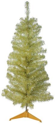 Northlight 4' Gold Iridescent Tinsel Slim Artificial Christmas Tree - Unlit