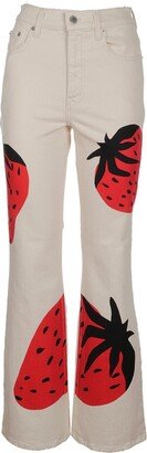 Strawberry Printed Bootcut Jeans