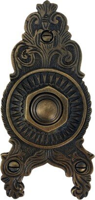 Victorian Style Sunburst Push Button Doorbell in Hand Highlighted Bronze