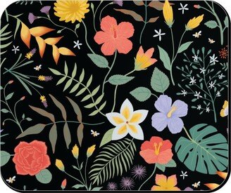 Mouse Pads: Hawaii Floral - Black Mouse Pad, Rectangle Ornament, Multicolor