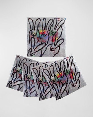 Hunt Slonem Color Burst Bunnies Coasters, Set of 4