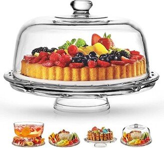 Elegant Glass 4 in 1 Cake Stand With Dome - Perfect For Showcasing Your Baked Creations By Royalty Art