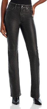 High Rise Faux Leather Pants-AA