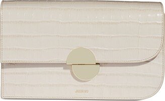 Orbit Croc Embossed Leather Small Clutch