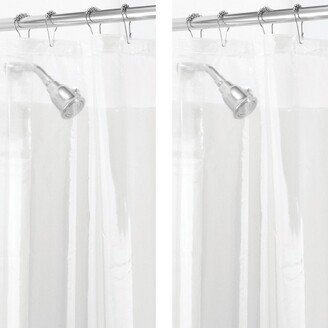 mDesign Long PEVA 72 x 72 Waterproof Shower Curtain Liner, 2 Pack, Clear