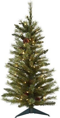 3-Ft. Christmas Tree with Pine Cones and Clear Lights