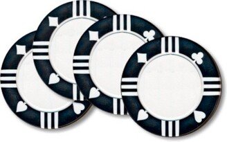 Black Poker Chip Round Coasters - Set Of 4
