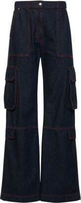 Cotton denim cargo pants