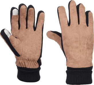 Men's Suede Leather Gloves - Black/luggage