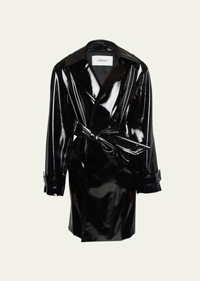 Vinyl Belted Trench Coat