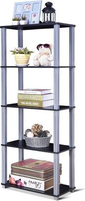 5-Tier Multi-Functional Storage Shelves Rack Display Bookcase Home Furni Black