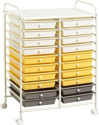 20 Drawer Rolling Storage Cart Tools Scrapbook Paper Office School Organizer Yellow