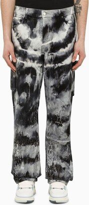 Black/white/grey tie-dye jeans