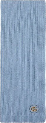 GG-patch ribbed-knit scarf