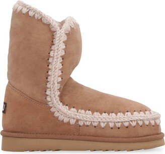 Crochet Stitch-Trim Round-Toe Boots-AA