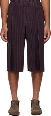 Purple Tailored Pleats 2 Shorts